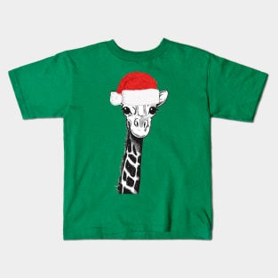 Cute Christmas Giraffe Kids T-Shirt